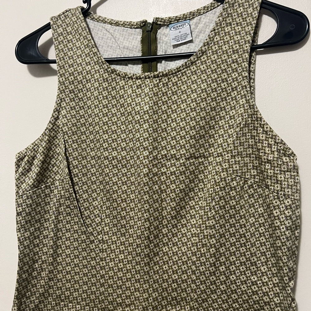 Vintage Old Navy Sleeveless Mini Dress Women's Size 6 Green Geometric Pattern